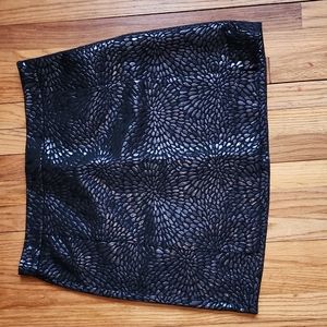 Loft Metallic Black Floral Mini Skirt, 16T, NWT